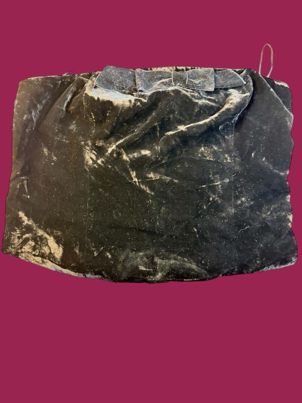 NWT WAYF Black Crushed Velvet Strapless Bow Tube Top Size XL